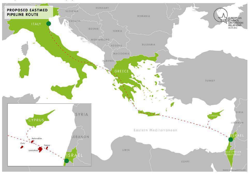 19 İsrail - Kıbrıs - Yunanistan (EastMed) Doğalgaz Boru Hattı İsrail Kıbrıs Yunanistan İtalya (EastMed) Boru Hattı Projesi 16 Bcm gaz taşıma kapasitesine sahip olması planlanmaktadır.