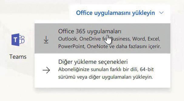 Office 365 İş Ekstra Aktivasyon ve Kurulum Adımları 17 Açılan menüde Office 365 uygulamaları nı seçtiğinizde Office365 yükleme aracı bilgisayarınıza indirilecektir.