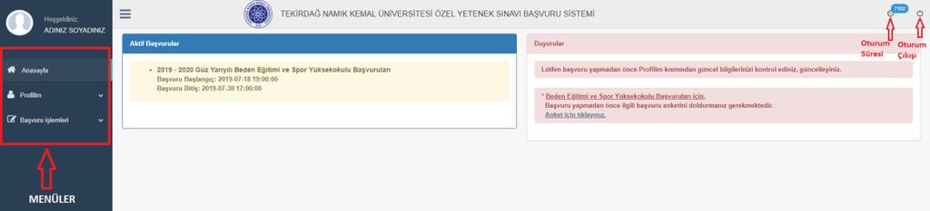 Adım 5 : TNKÜ Özel Yetenek Sınavı Başvuru Sistemi Anasayfa * Özel Yetenek Sınavı başvurularında sorun yaşamamanız için, sistem anasayfada yayınlanan duyuruları takip ediniz.