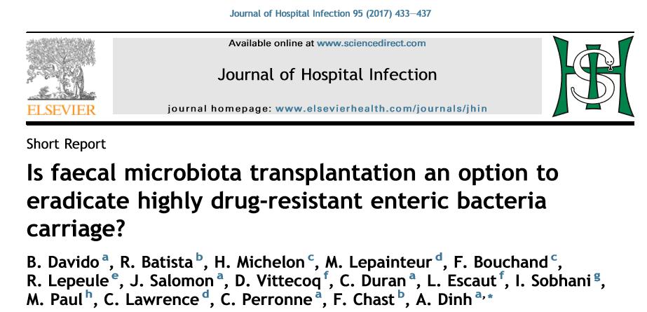CRE (Carbapenem-resistant) Enterobacteriaceae ile kolonize 6 hasta, VRE (Vancomycin-resistant enterococci) ile