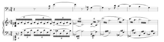 Schönberg in gelişen varyasyon tekniği olarak tanımladığı tek sesli besteleme yöntemi kullanılmıştır.