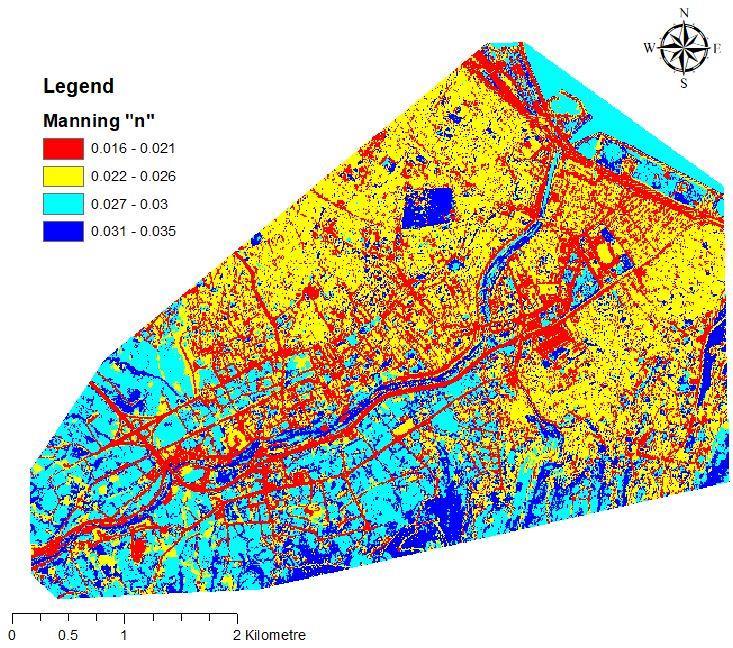 086 arasında Manning pürüzlülük katsayıları değişmektedir. Elde edilen görüntünün sınıflandırma doğruluğu ise kappa değeri ile belirlenmiştir.