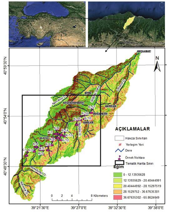 Jeoloji Mühendisliği Dergisi 42 (1) 2018 3 Araştırma Makalesi / Research Article Şekil 1. Çalışma alanına ait yer bulduru haritası. Figure 1. The location map of the study area.