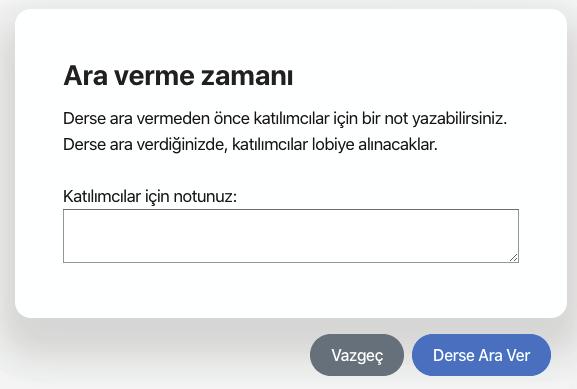 UZEM KILAVUZU 16 4) Canlı Yayını Başlatma Düğmesi Canlı Yayın Başlatma Düğmesi ekranın sağ üstünde bulunan Kamera v Mikrofon Sesi Paylaşım Penceresi nin sol tarafında yer alan, oturumun tüm