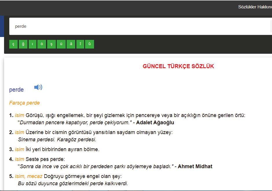 12. Yukarıda TDK sözlüğünde perde sözcüğünün bazı anlamları ve bu anlamlarla ilgili örnek cümleler verilmiştir. a. Tezgâhlarımızı ayıran perde yağan yağmurla ıslanmaya başlamıştı. b. Mutfağın perdesi kirlenmeye yüz tutmuştu artık.