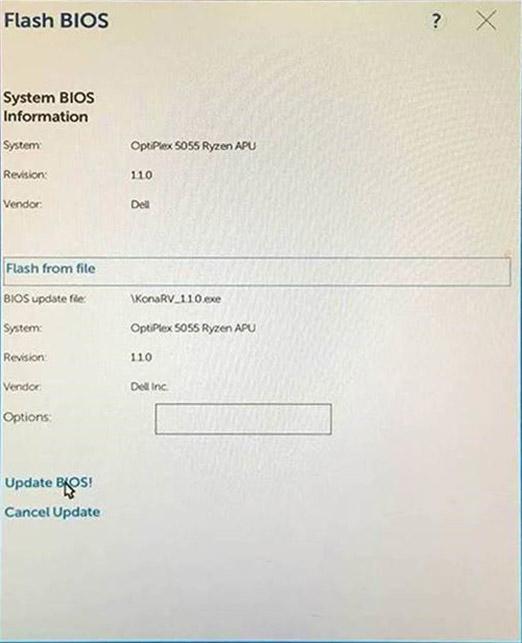 7. İşlem tamamlandıktan sonra sistem yeniden başlatılır ve BIOS güncelleme işlemi tamamlanır. Sistem ve kurulum parolası Tablo 35.