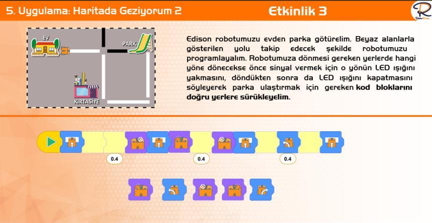 Müzik Kutusu Engeli Bulan Robot Sınırını Bilen Robot Haritada Geziyorum 2 Haritada Geziyorum 1 Müzik Yapıyorum Kare Bekçisi Bir Robotum Var Edison 11 Çözümler arasında en uygun olanı seçer. BT.5.D2.8.