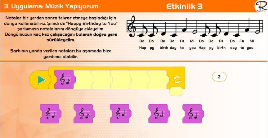 Verilen işlem akışına uygun olarak kod bloklarını sıralar. BT.5.D3.6. Blok tabanlı programlama aracının arayüzünü keşfeder. BT.5.D4.7.