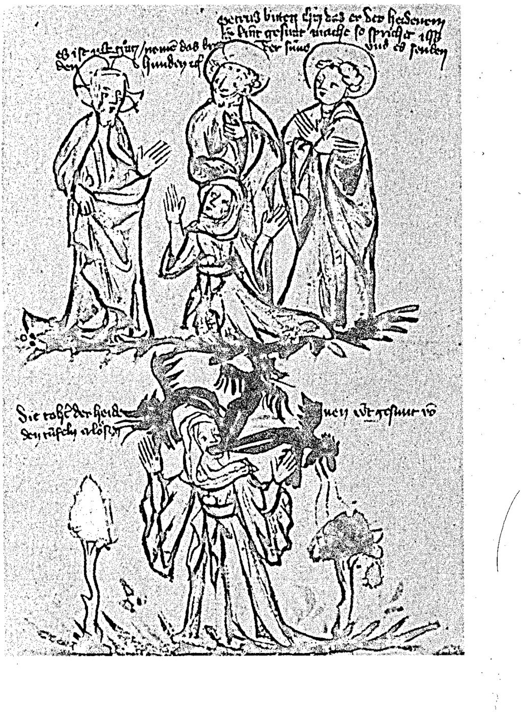 ŞEYTAN Demon Kovma, ortaçağ Alman lncili, onbeşinci yüzyıl.