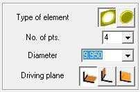 Eleman tipini () (Type of element) seçiniz (İç çap veya dış çap). Nokta sayısını () (No. of pts.) giriniz. Ölçülecek dairenin nominal Çap () (Diameter) değerini giriniz.