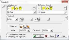 5... Açısallık Referans elemanı () seçiniz. Gerçek elemanı () seçiniz. Tolerans değerini () giriniz.