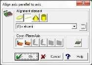 Ekseni hizalamak istediğiniz Elemanı () seçiniz. Düzeltme elemanı referans düzleme projekte edilmiş olmalıdır. Referans düzleme ait düzeltme Eksenini () seçiniz.