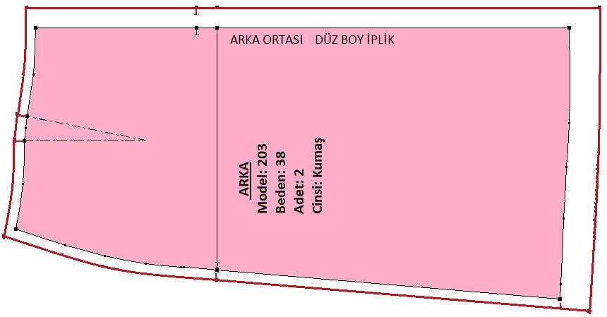 9. Ön etek üzerinde model remindeki gibi pili yeri tespit edilir. Belden 7 etek ucundan 8,5 cm alınır ve düz cetvelle birleştirilir. 10. Ön pens pili etrafına taşınır.