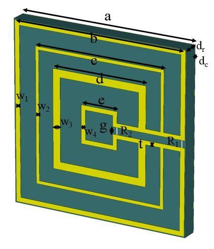 (a) (b) Şekil 4.16 (a) Tasarlanan birim hücre yapısı (b) EM dalganın elektrik alan yönelimi Şekil 4.