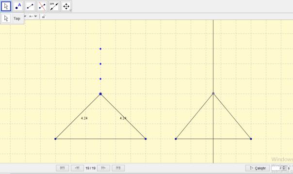 bir doğru parçasının uç noktalarına eşit uzaklıktaki noktaların oluşturduğu geometrik yeri (doğru parçasının orta dikmesi) keşfetme ve orta dikme oluşumundan yararlanarak ikizkenar