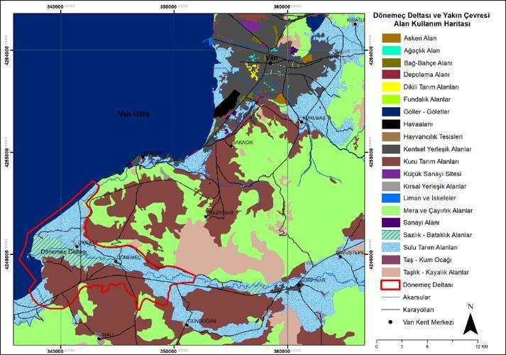 2.1 Dönemeç Deltası nın mevcut ya sistemi içindeki işlev ve karakteristiklerinin belirlenmesi Bu kapsamda Van kenti ve yakın çevresindeki AKAÖ (CORINE 2018) (Şekil 2), YA sistemlerinin; çekirdek