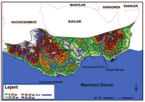 doğusundan akarak Bakırköy-Zeytinburnu ilçeleri arasında sınır oluşturarak Yenimahalle yakınlarında Marmara Denizi ne dökülür (Doğaner, 2012) (Harita 8).