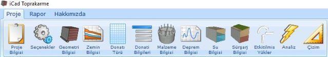 Ribbon (Şerit) Menüler: a. Proje b. Rapor c. Hakkımızda II. Veri Giriş Ekranı: III.