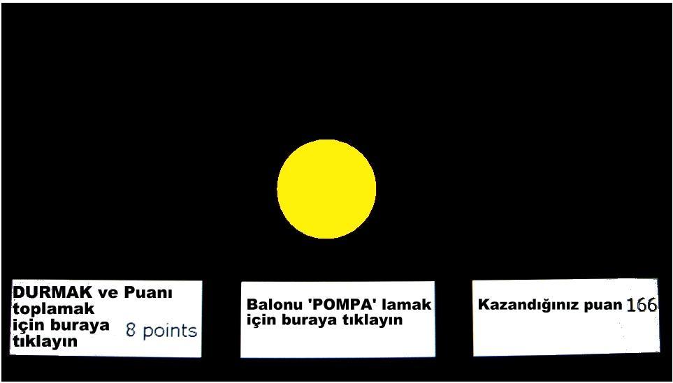 Şekil 2: Balon Analog Risk Test -Stop Signal Ödevi (SST) Bilgisayar üzerinden uygulanan, katılımcının verilen komutlar karşısında motor yanıtlarını kontrol etmesi esasına dayanan bir testtir