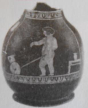 Görsel 1.55:Antik Yunan Vazosunda araba ile oyun oynayan çocuk betimlemesi Kaynak: Bener, 2013: 172 Görsel 1.