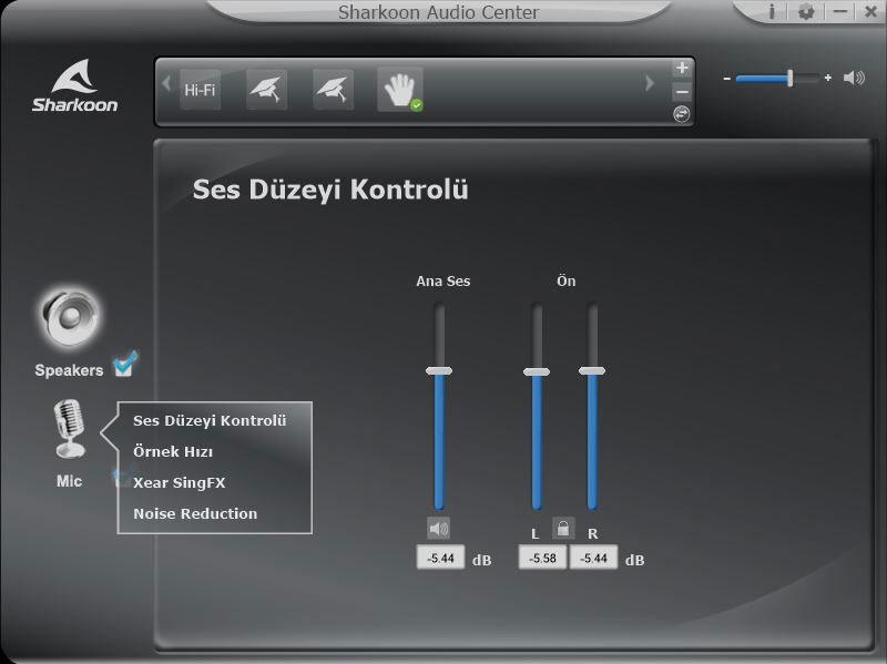 4. Mikrofon Sharkoon Audio Center, mikrofon ile kişiselleştirilmiş ses kaydı almanızı sağlar. Yazılım penceresinin solunda yer alan mikrofon simgesine sağ tıklayarak menüye ulaşabilirsiniz.