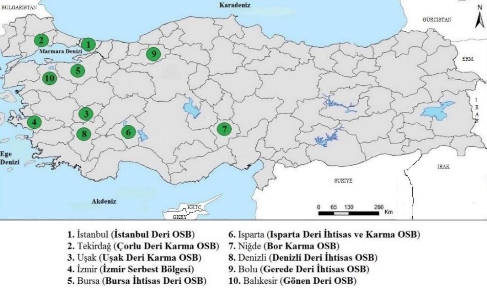 Türkiye'de Deri Sanayisinin Mekânsal Dağılışı Spatial Distribution of The Leather Industry in Turkey 61 Bölgesi nde Bolu da oluşturulan deri organize sanayi bölgesi ise; a) bölgenin sahip olduğu