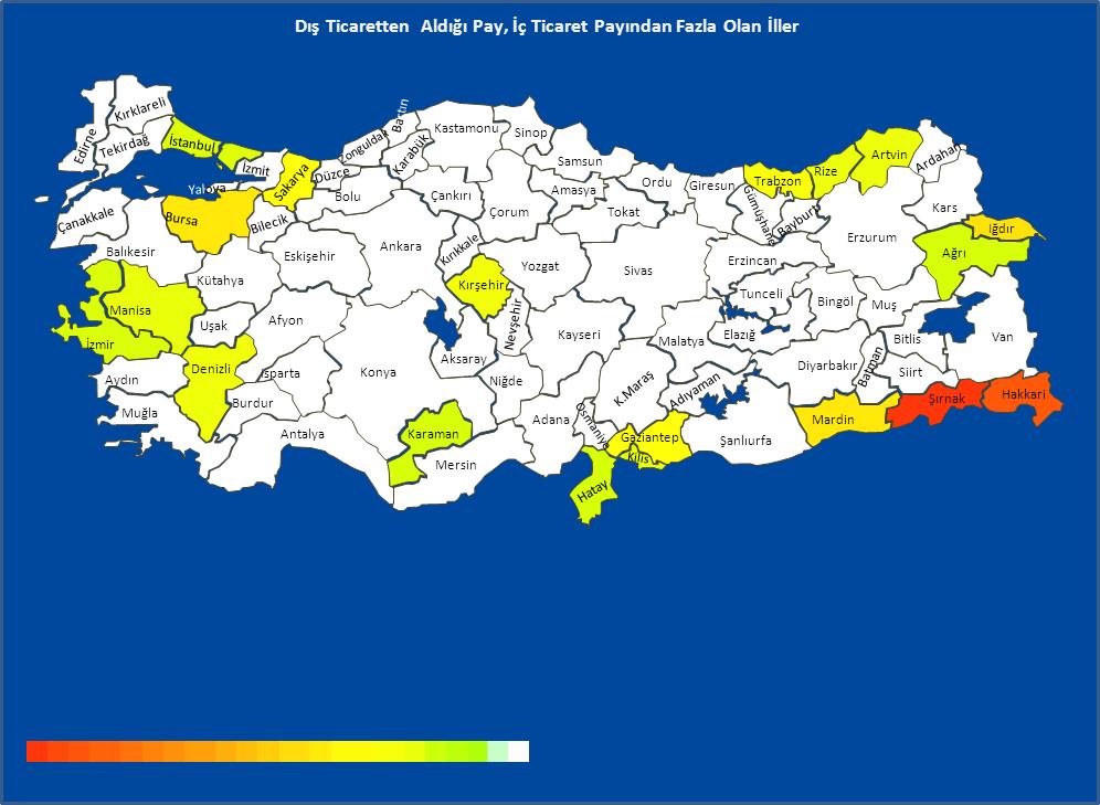 İl İl İhracata Dönük Üretim Vizyonu 20 Sınır illerinin ise ticarette bölgesel güç merkezi oluşturabileceği