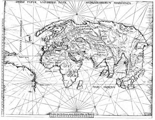 AVRUPALI HARİTALARIN ARAP KÖKENİ 15 8. Resim: Pseudo- Ptoleme dünya haritası, Ptoleme nin Coğrafya sından, Straßburg 1513.