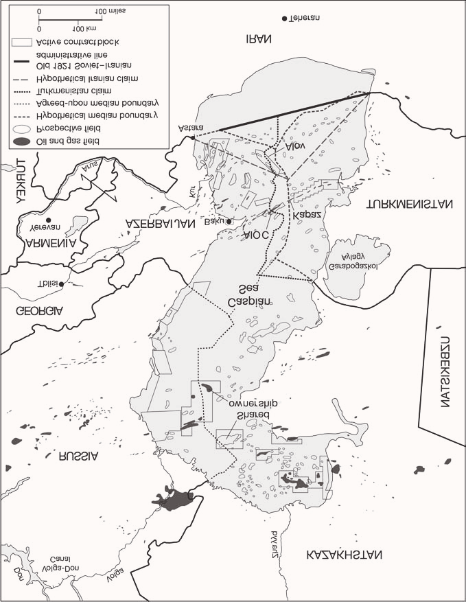 Asya da Güvenlik Sorunları ve Yansımaları Harita 1. Çatışan Hazar İddiaları (Bayülgen, 2009, s.