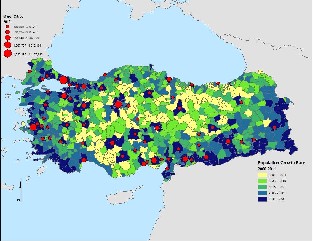 Türkiye genelinde yerel nüfus ve