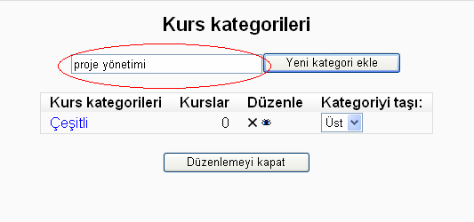 Bundan sonraki kısımlarda bir kursun açılması, ders eklenmesi, sınav ve ödev yapılarının oluşturulması kısaca