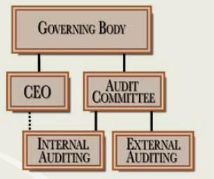 Governing body = Yönetim organı CEO = Başkan Audit committee = Denetim komitesi Internal auditing = İç denetim External auditing = Dış denetim DÜRÜSTLÜK VE HESAP VEREBİLİRLİK İLKELERİNİN BENİMSENMESİ