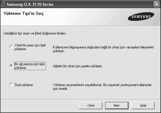 makine yazılımını kurmanız gerekir. Yazılım; sürücüleri, uygulamaları ve diğer kullanıcı dostu programları içerir. Aşağıdaki yordam makine bir ağ makinesi olarak kullanıldığında geçerlidir.