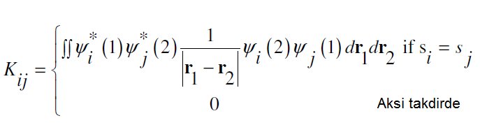 Pratikte (örneğin bir problemde), bağımsız parçacık enerjisi için genel bir ifadeyle başlamak ve sonra, uzay-spin integralleri ve dan ziyade sadece uzaysal J ve K integrallerini içeren bir sonuç