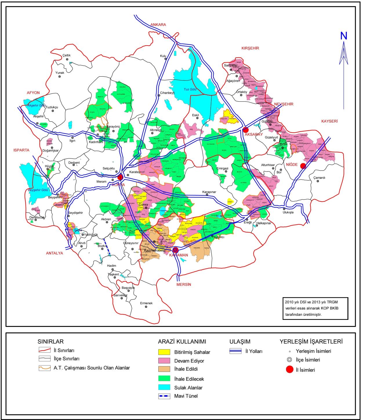 Şekil 2 KOP Bölgesi nde TRGM ce 1984-2012 Yılları Arasında Yapılan AT Çalışmaları Konya Ovası Projesi nin 2013 yılında yeni yapım ihalesine çıkacak AT ve TİGH yatırımları ödeneği 60.000.000 TL dir.