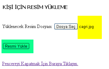 Resim Yükle tuşuna basarak seçtiğiniz resmi Özlük resim bilgisine aktarabilirsiniz.