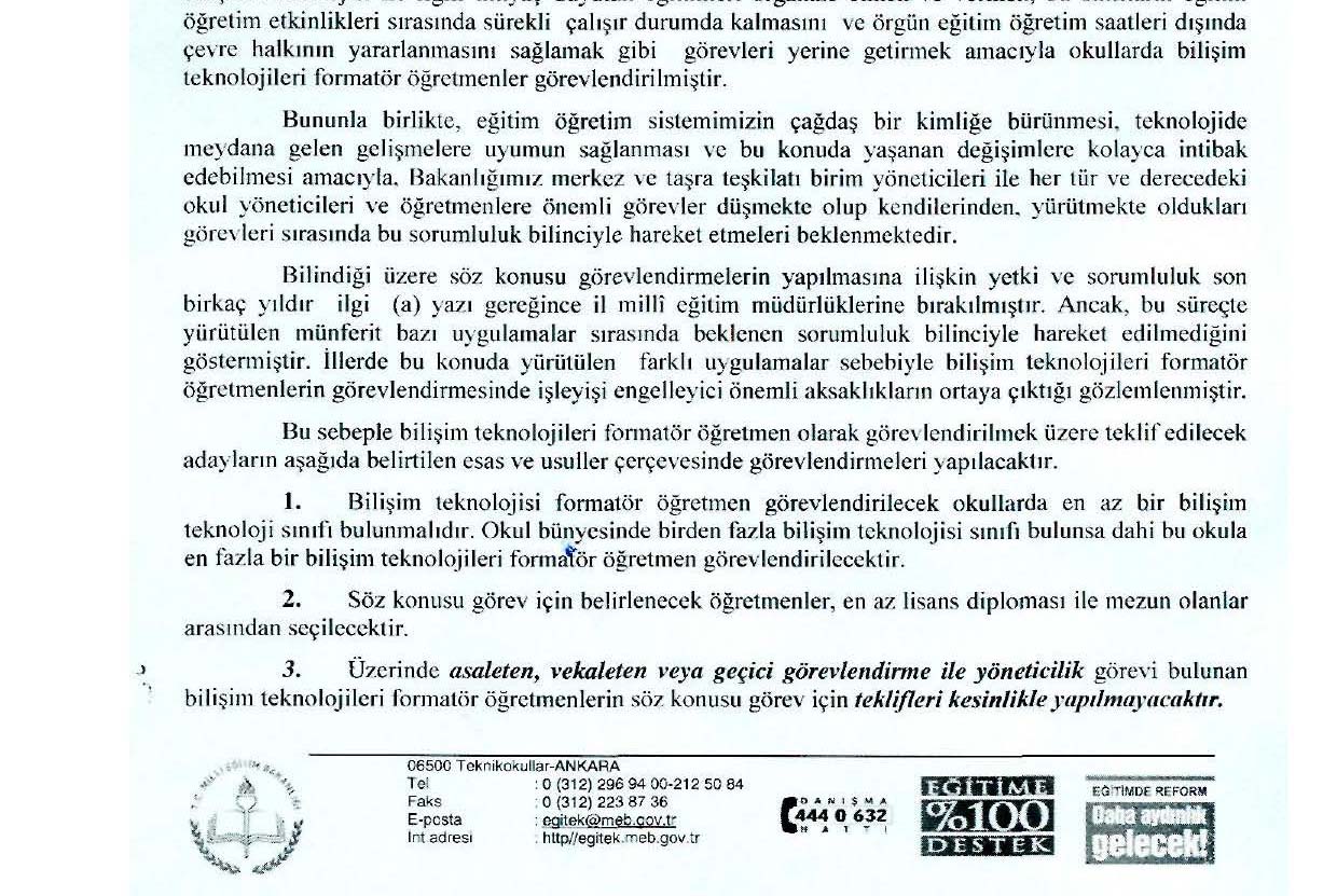 22168 Sayılı 18/12/2008 tarihli Bilişim Teknolojisi Formatör