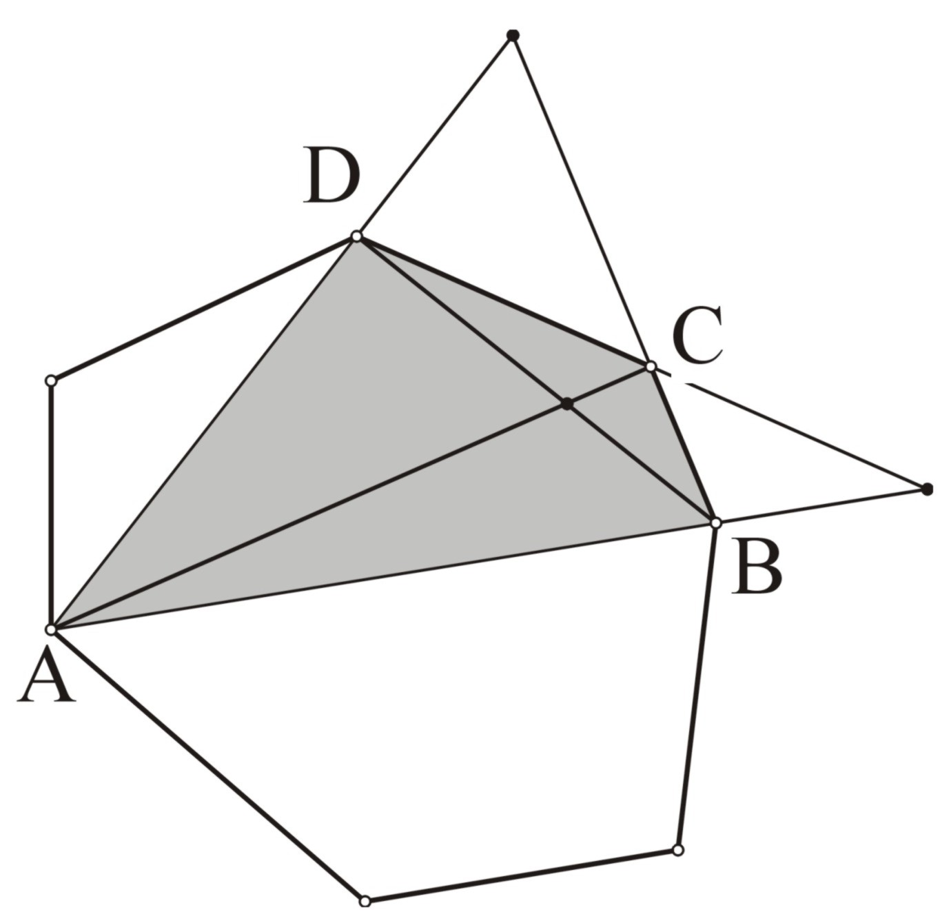 üçgen vardır? Kenarları n genin kenarları ya da köşegenleri üstünde olan bir üçgenin her köşesi ya iki köşegenin kesişme noktası ya da n genin bir köşesidir.