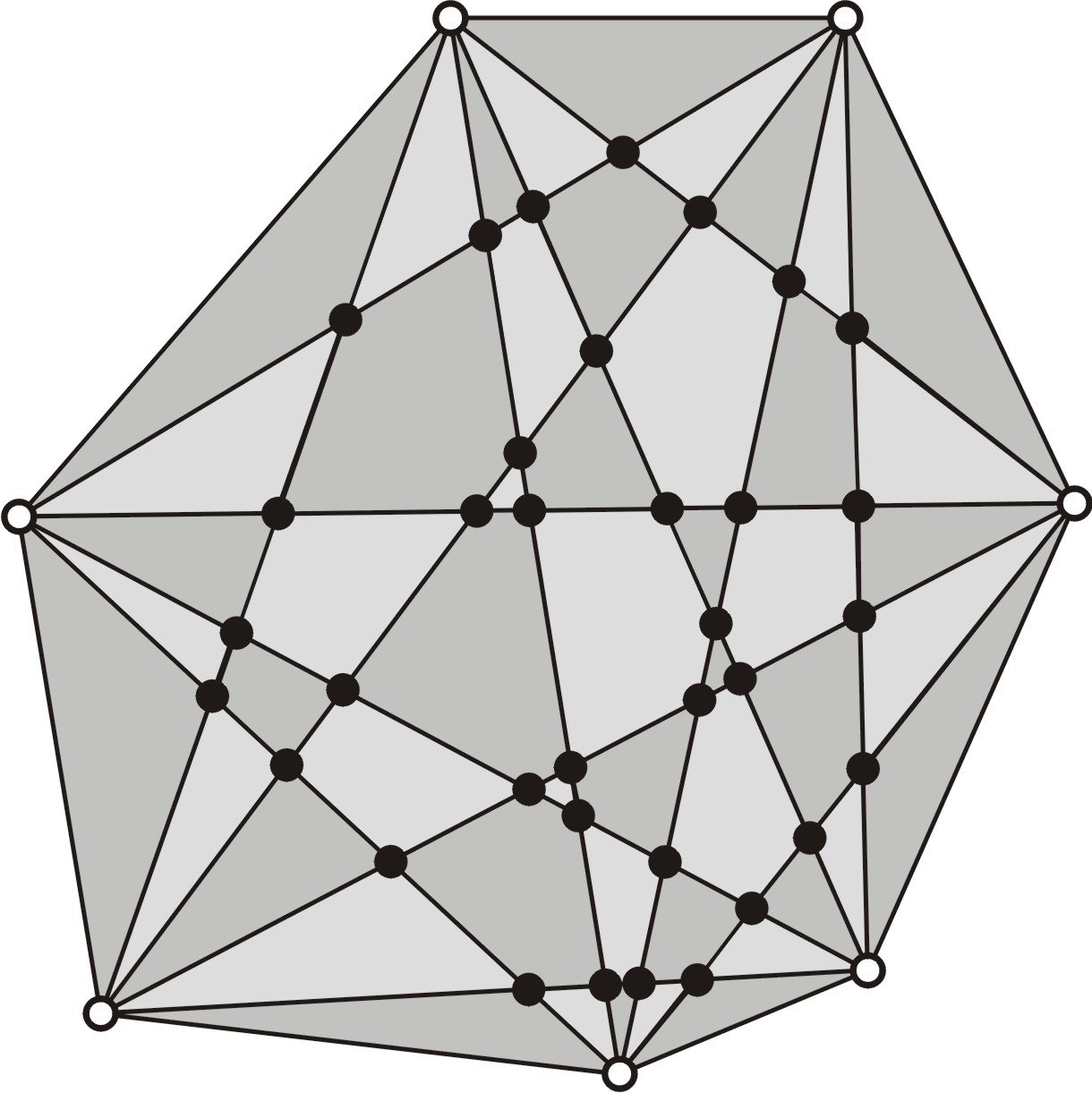 Bir (BBS) üçgeninin iki kenarı köşegenler üzerindedir. Bu iki köşegenin uç noktaları n genin dört köşesini belirler. O halde her (BBS) üçgeni, n genin dört köşesini tek türlü tanımlar.