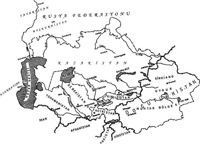10. Ünite - Sovyet Dönemi ve Sonras nda Orta Asya 207 Harita 10.2 Ba ms z ve Özerk Türk Cumhuriyetleri.