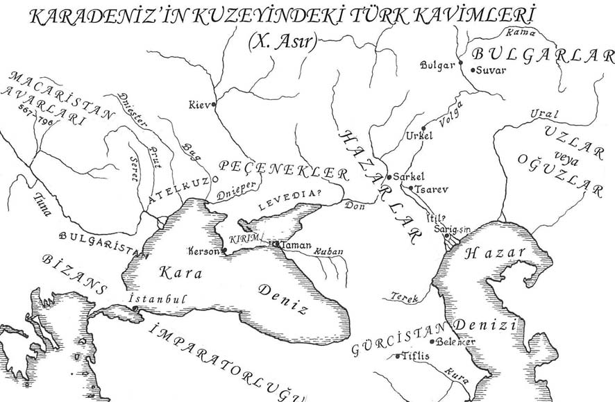 66 Orta Asya Türk Tarihi Harita 4.1 HAZARLAR (626-1000) Do u Avrupa da ilk defa muntazam devlet kuran Türk toplulu u Hazarlard r.