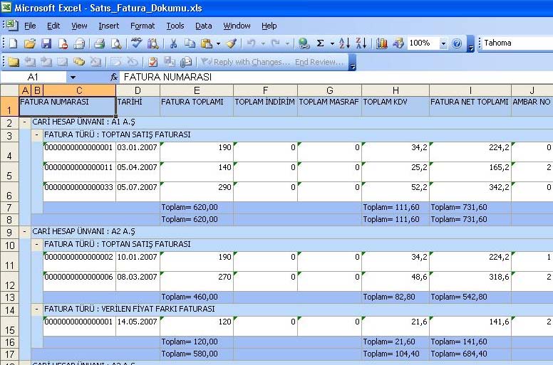 Dosya türü alanından Excel haricinde HTML ve XML olarak seçilerek