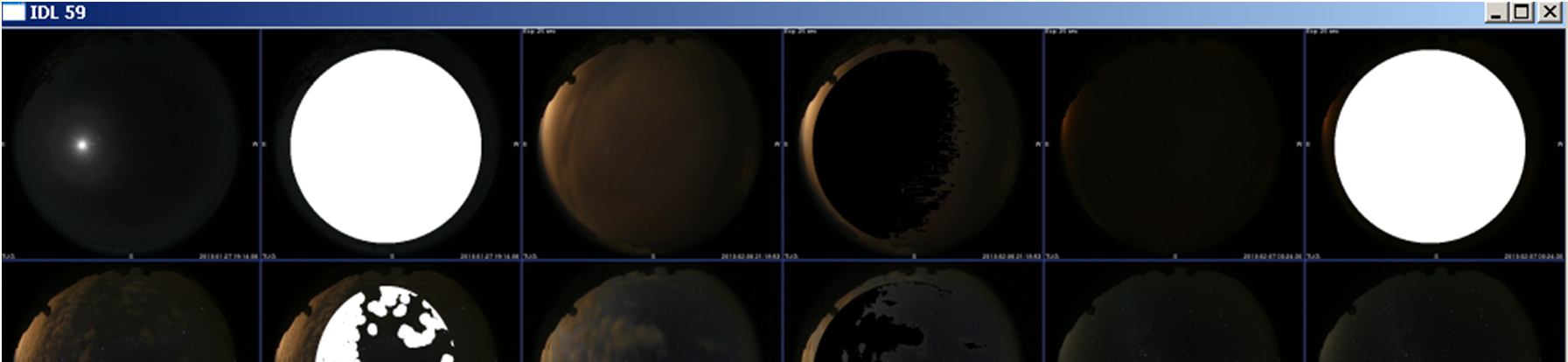 Şekil 5.3. Gece görüntüleri üzerinde yapılan analiz *Önce orijinal görüntü, hemen yanında bulut işaretlenmiş görüntü verilmiştir Şekil 5.4.