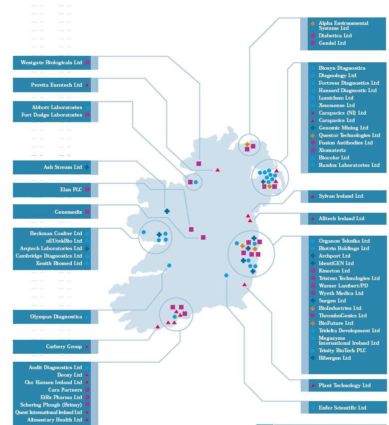 Şekil 10: İrlanda daki Biyoteknoloji Şirketlerinin Dağılımı Ve Kümelenmesi
