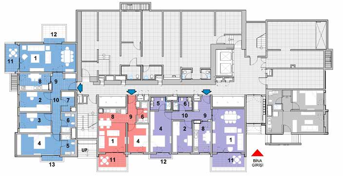 H BLOK ALT ZEMİN KAT C Apartman Görevlisi Dairesi B A m 2 A B C 1 Salon 28,57 16,42 32,04 2 Oda 1 12,38 12,38 3 Oda 2 12,53 4 E.Yatak Odası 17,43 12,06 18,63 5 E.