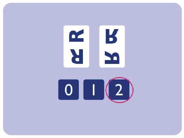 BOYUTSAL YÖNELĐM testinin bilgisayar sürümü Bilgisayar ekranında bu test aşağıda verildiği gibi görünecektir: İlk çiftteki iki sembolün (birinci beyaz kutu) yönleri değiştirilmiştir, ancak bunlar