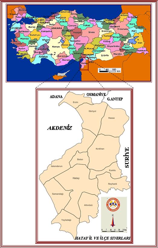 3 2. GİRİŞ Hatay ili sınırları; Doğu Torosların güney ucunda yer alan Amanoslar ve bunların uzanımında bulunan Kızıldağ ofiyolit masifi Türkiye de jeoloji çalışmalarının başlangıcından beri yer