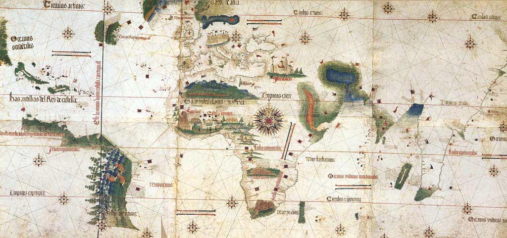 K R İ S T O F K O L O M B Ö N C E S İ K E Ş F İ 5 3: Cantino nun Afrika haritası (1502) veya 3 noktasına değinerek müslüman klavuzlar sayesinde Hindistan ın Kalikut şehrine gidip dönen Vasco da Gama