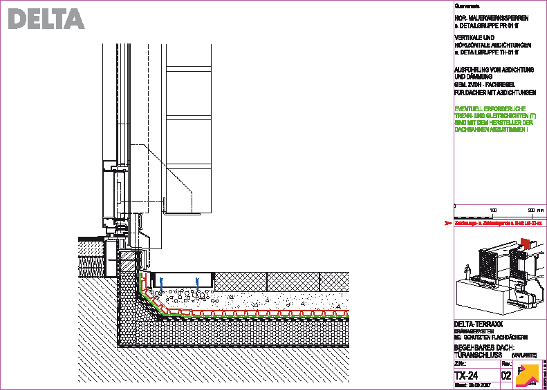 Teknik Detay Çözümleri Taş ya da seramik kaplı gezilebilir çatı. Basamak ile kapı bağlantısı.