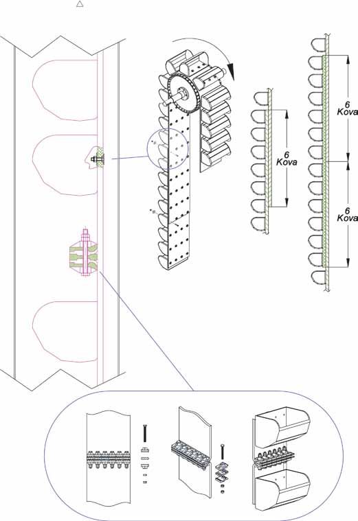 BELT CONNECTION PROPERTIES The elevator belts are abrasion, heat, oil resistant and the buckets are from high-density polyethylene material. Metal buckets could also be used upon request.